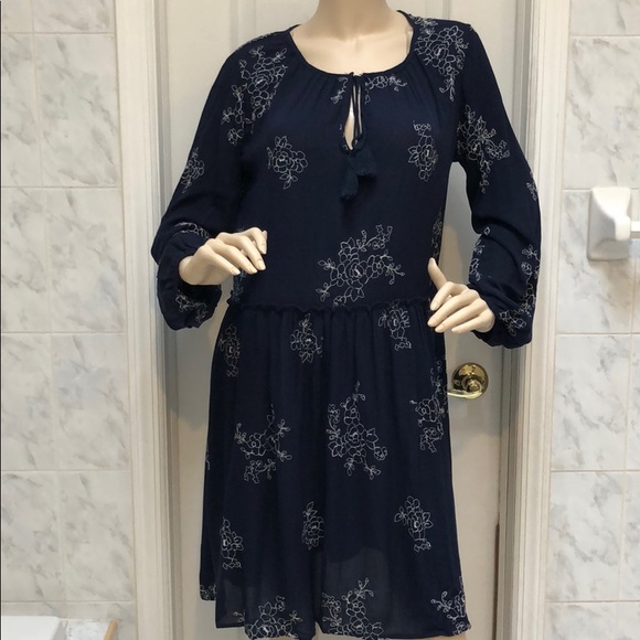 NAVY WHITE BOHO STYLE DRESS - Picture 4 of 9